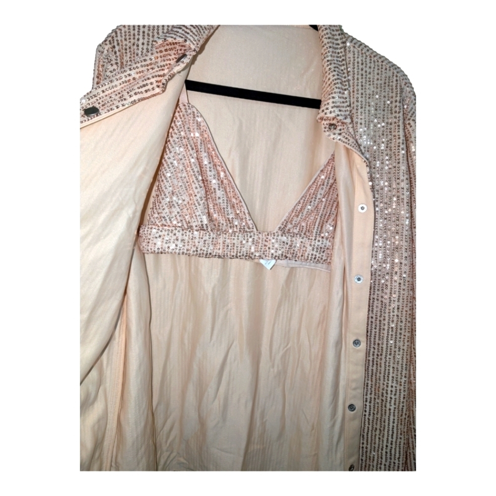 Bella Barnett 2 Piece Rose Gold Sequin Set - Bralette & Jacket Luxury Sparkle